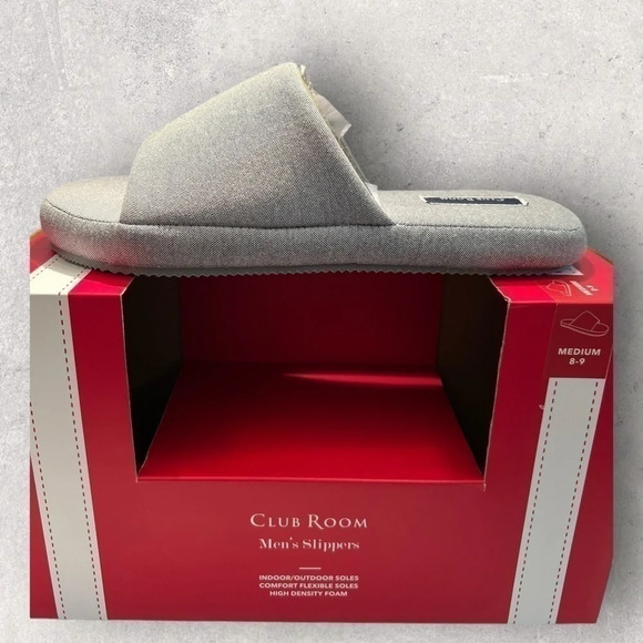Men’s Club Room slide on slippers SIZE 6/7 SMALL GRAY - can be unisex NEW - Picture 4 of 6